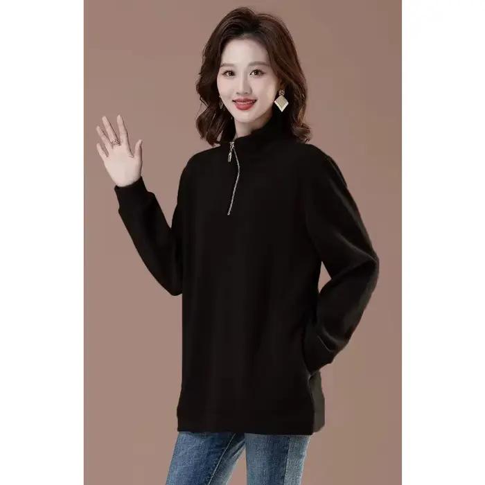 Sweat-shirt sans chapeau en pur coton pour femmes