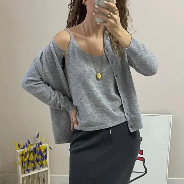 WinvyNee automne femmes gilet laine hauts Y2k solide col en V chaud doux gilet filles réservoir vêtements intérieurs haut d'hiver C1003013A