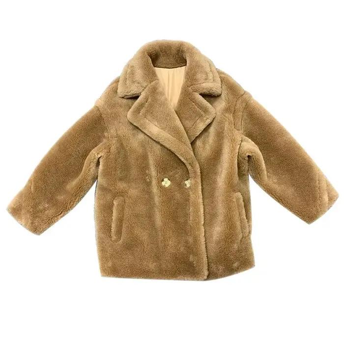 Manteau d'ours en peluche en fourrure d'agneau pour femmes