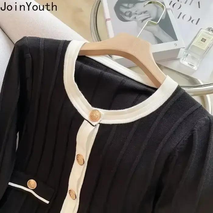Doux Cardigan femmes vêtements col rond manches évasées tunique Sueter Mujer volants Vintage tricoté Pull manteau coréen