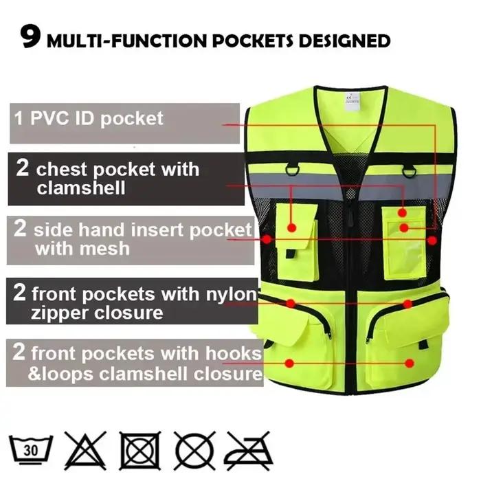 Vêtements de sécurité haute visibilité, vêtements de travail personnalisés pour le cyclisme de nuit, gilet de sécurité pour les travailleurs de la Construction