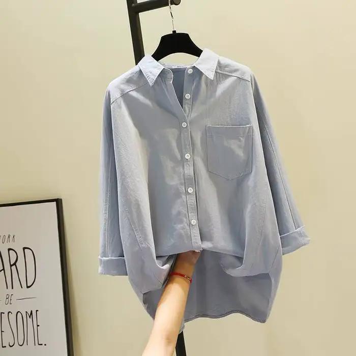 Chemise à col blanc à manches longues pour femmes, chemise à col esthétique, vêtements coréens Y-Chic, tunique sexy pour femmes, chemises neuves