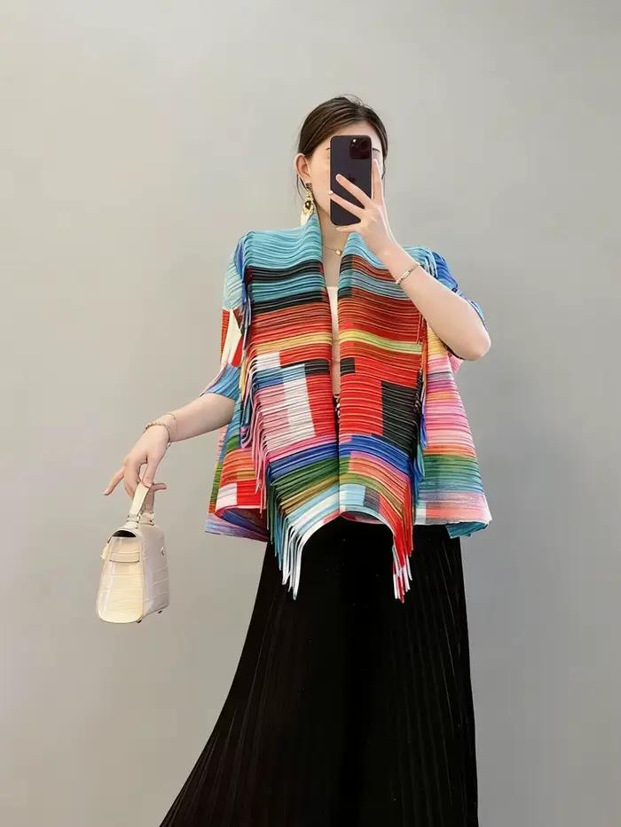 Vêtements d'extérieur châle cardigan à col frangé pour femmes