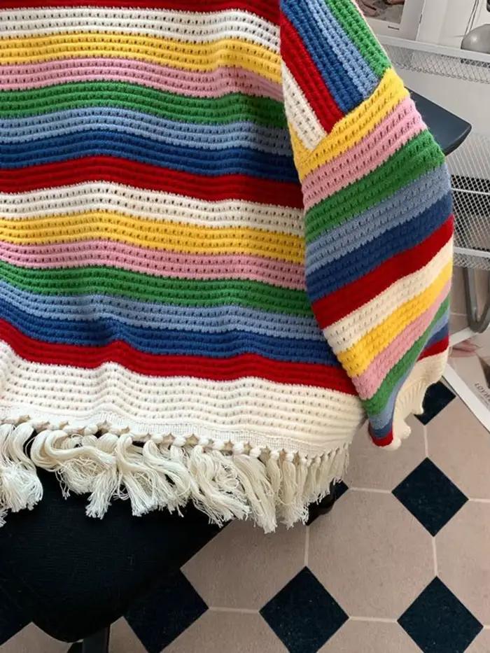 Doux gland chandails femmes Vintage mignon ample à manches longues tricoté pull décontracté rétro O cou dame évider pulls