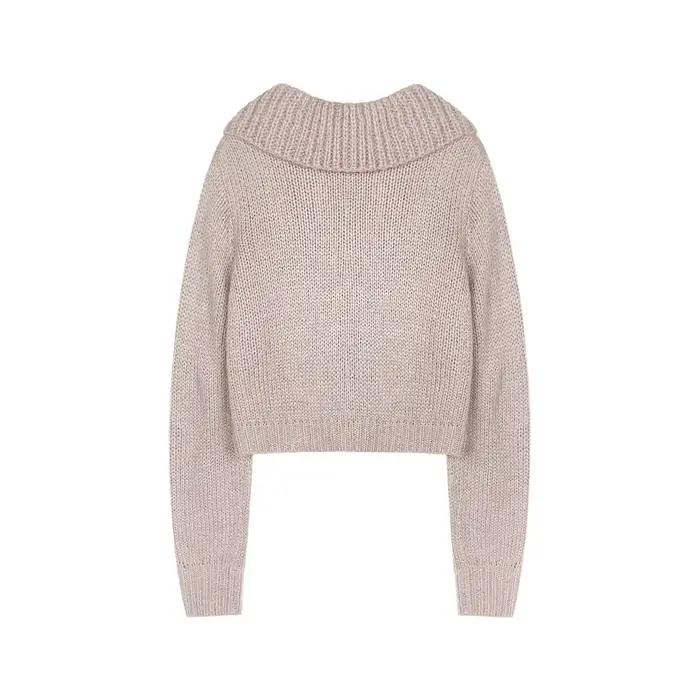 Cardigan court avec col veste courte boutonné haut en tricot couvrir haussement d'épaules bureau décontracté printemps automne vêtements d'extérieur 2025