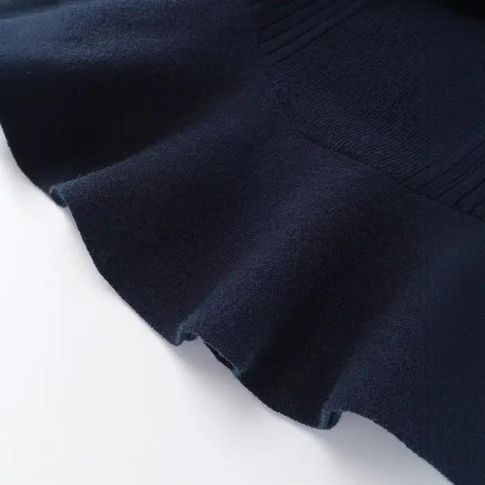Pull tricoté à manches longues et col rond pour femme