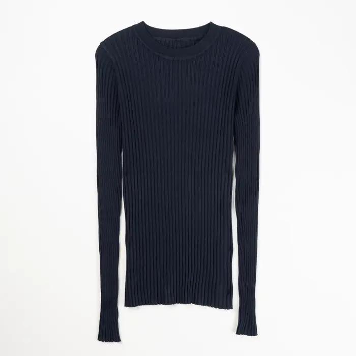 Pull basique à col rond pour femme, pull avec trou pour le pouce, pull en Y