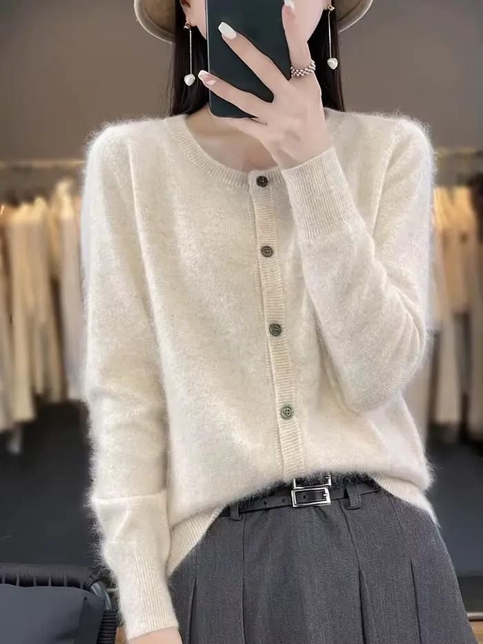 Aliselect – Cardigan super chaud en cachemire pur pour femme