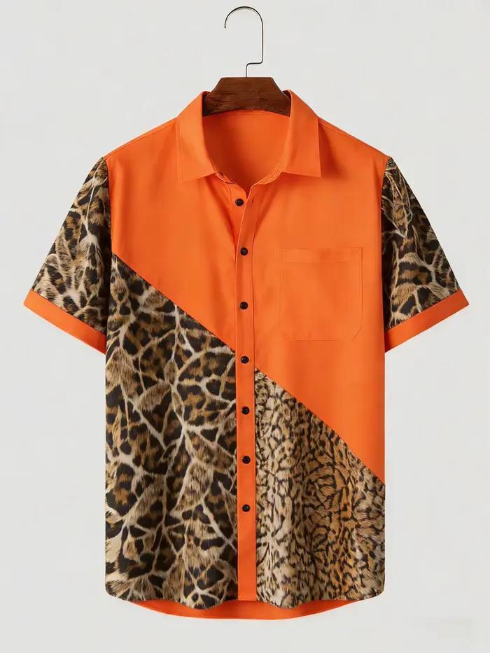 Chemise à col à manches courtes pour homme, style simple, imprimé géométrique haute définition, chemise hawaïenne, vêtements pour homme