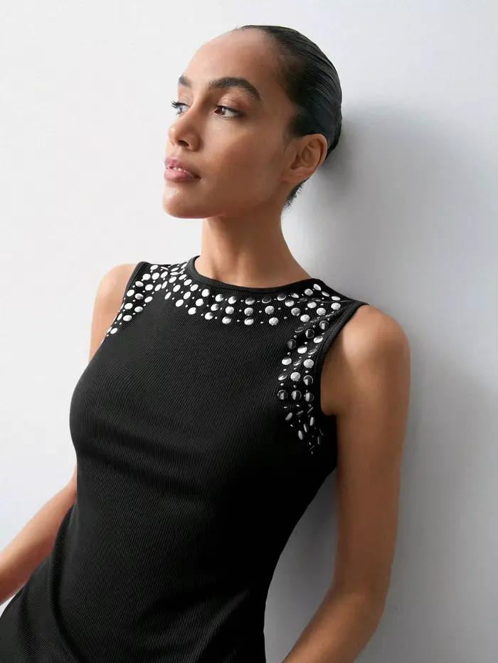 Gilet pour femme 2026 en tissu sans couture avec broderie métallique