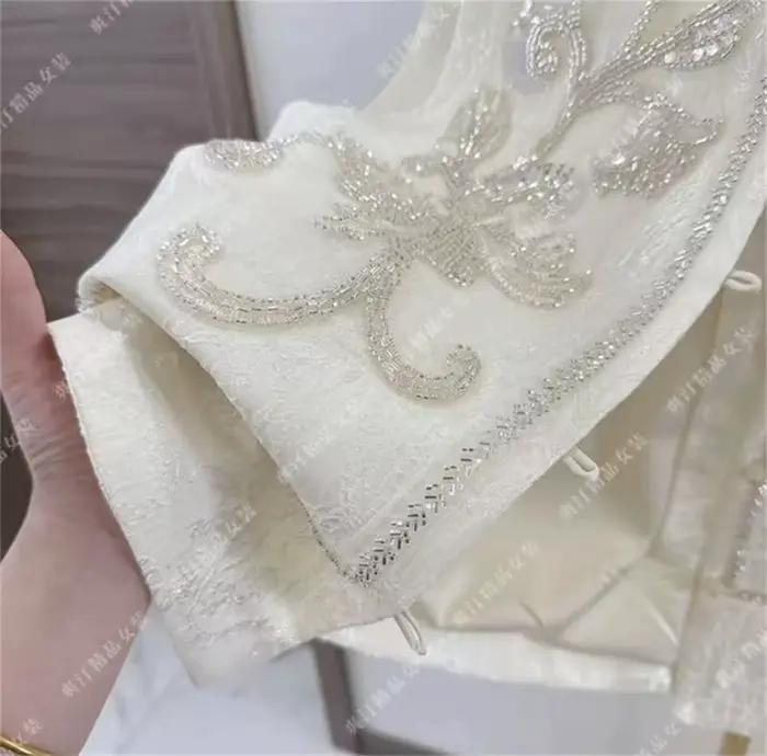 Gilet femme perlé paillettes chinoises ample simple boutonnage