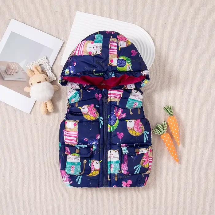 Gilets épais et chauds pour bébé garçon et fille, vêtements d'hiver à capuche avec graffitis colorés pour enfants de 6 mois à 3 ans, nouvelle collection