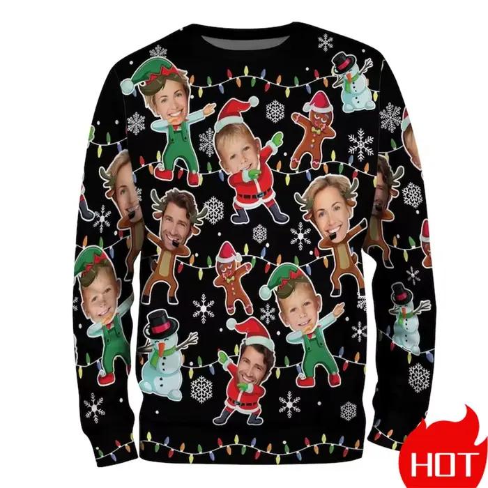 Photos personnalisées pull de noël moche unisexe personnalisé Photo graphique sweats personnaliser visage cadeaux de famille pulls nouveau