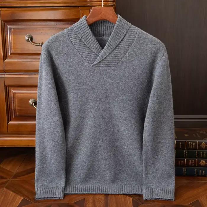 Pull à col rond pour hommes, chemise à bascule en tricot de cachemire, 100% laine Pure, ample, couleur unie, pull Jacquard décontracté