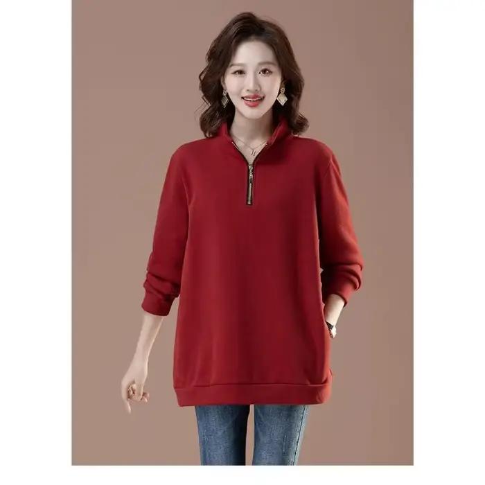 Sweat-shirt sans chapeau en pur coton pour femmes