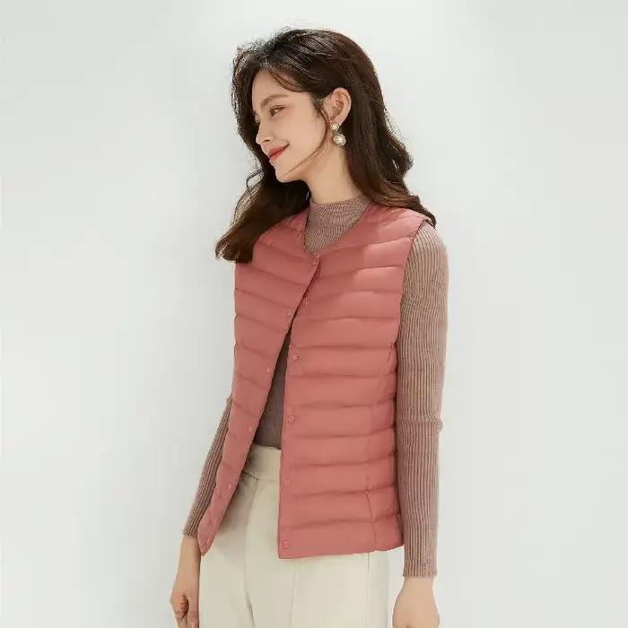 Femmes gilet sans manches nouveau 90% duvet de canard blanc femme mince chaud intérieur Ultra léger emballable doudoune vestes