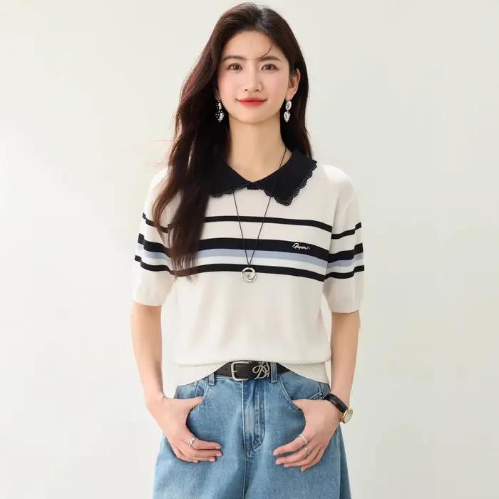 T-shirt décontracté polyvalent à manches courtes pour femme