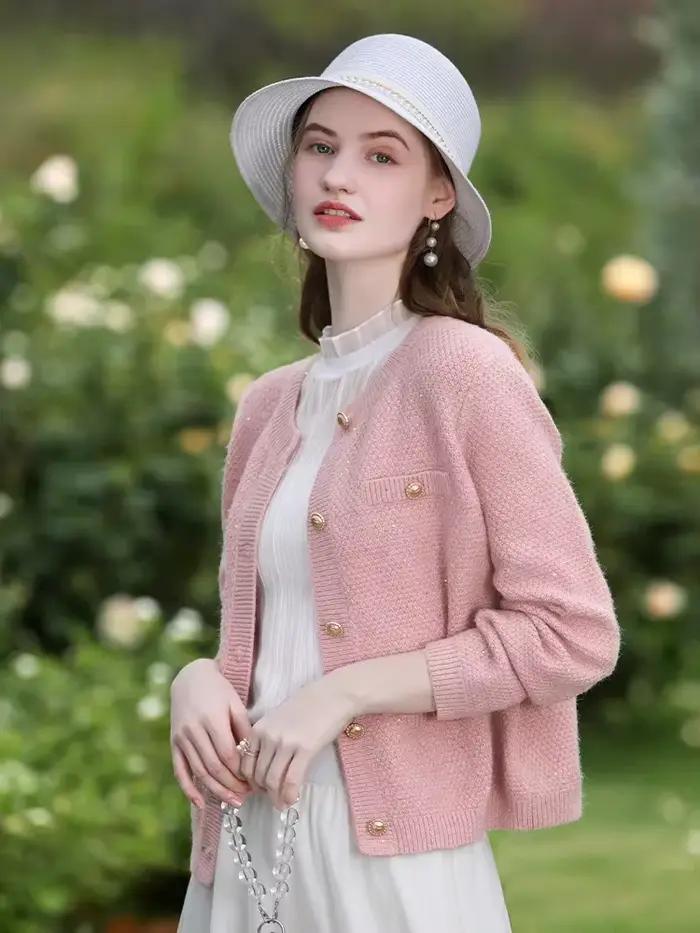 I BELIEVE YOU-Pull cardigan en tweed pour femme