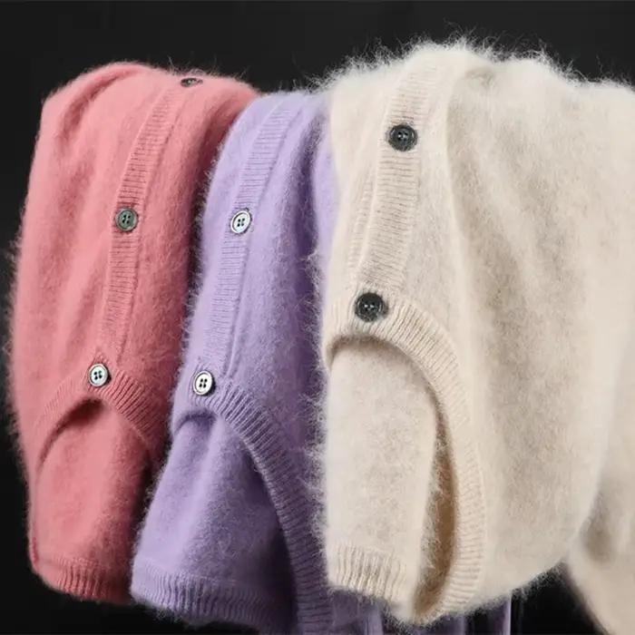 Cardigan en cachemire de vison pur 2023 pour femme