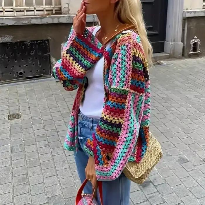 Cardigan multicolore au Crochet pour femmes