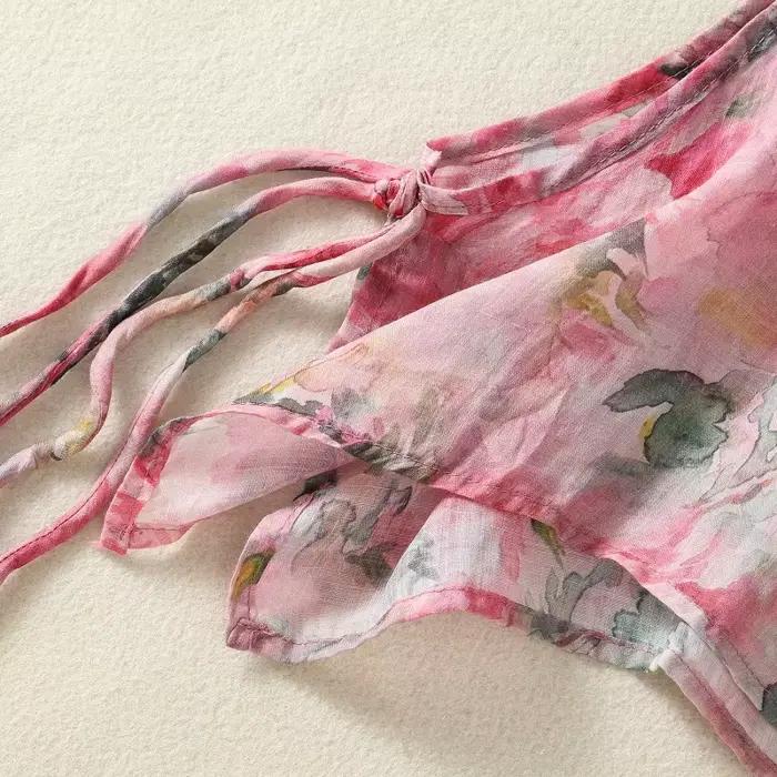 Gilet long tricoté décontracté rétro en coton et lin pour femme