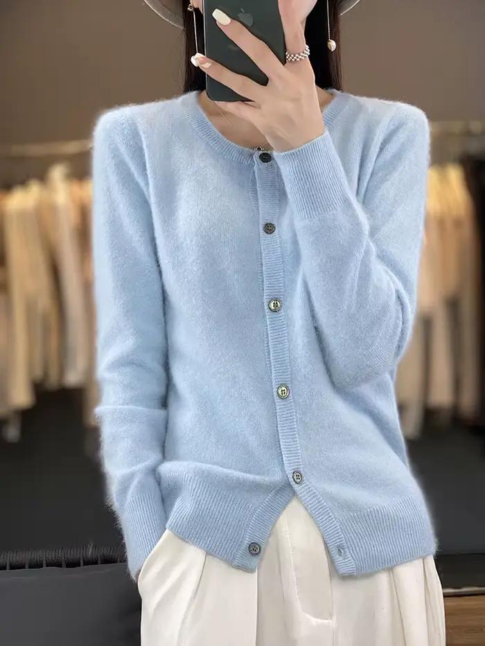 Aliselect – Cardigan super chaud en cachemire pur pour femme