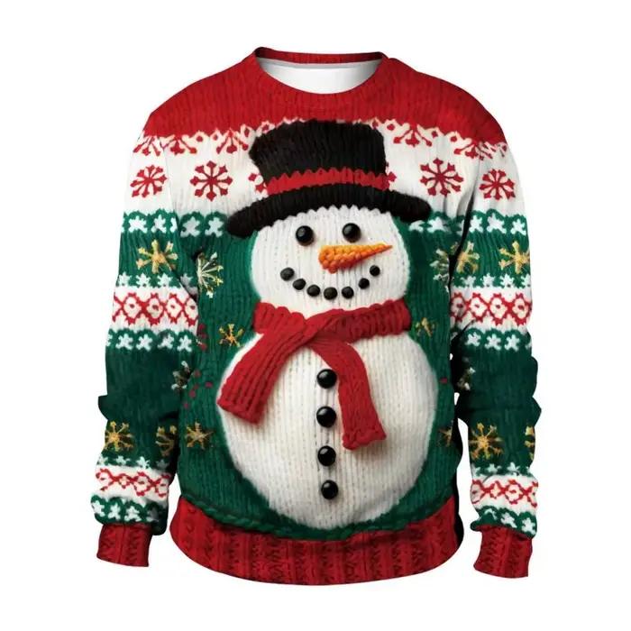 2025 nouveau noël couple vêtements imprimé pull col rond à manches longues chaud décontracté polyvalent