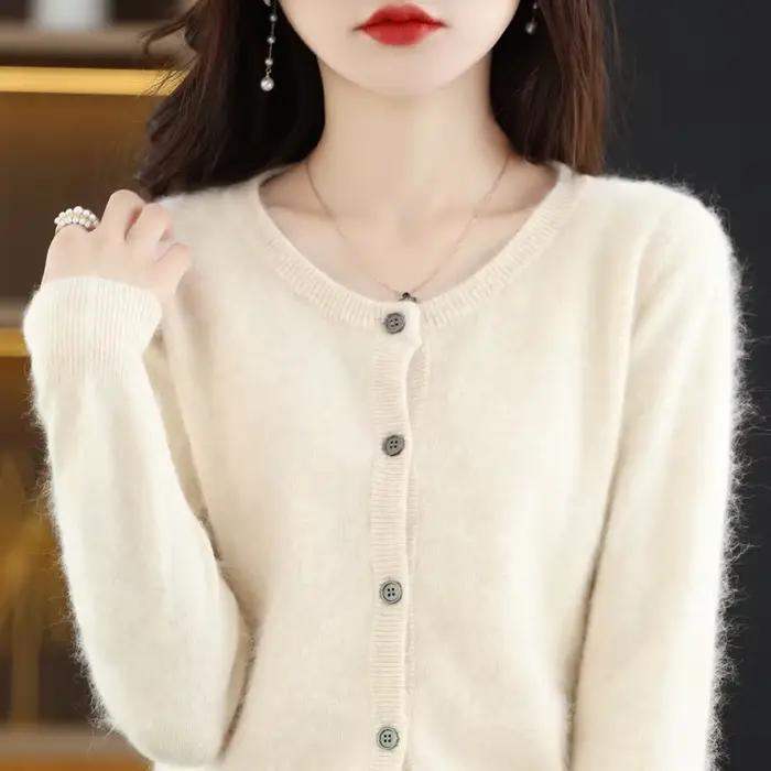 Cardigan en cachemire de vison pur 2023 pour femme