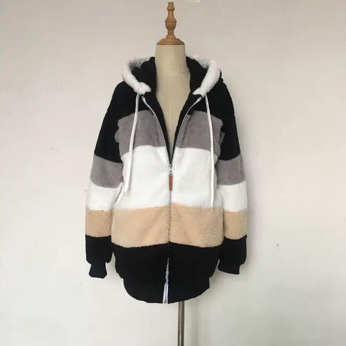Femmes printemps et automne grande taille Long ours en peluche manteau chaud épaississement polaire fausse fourrure