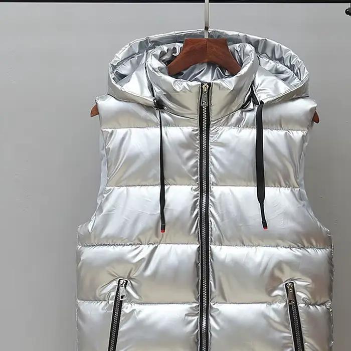 Veste à capuche en fibre brillante pour hommes, gilet chaud, manteau de couple, vêtements de mode masculine, hiver, automne, MY621