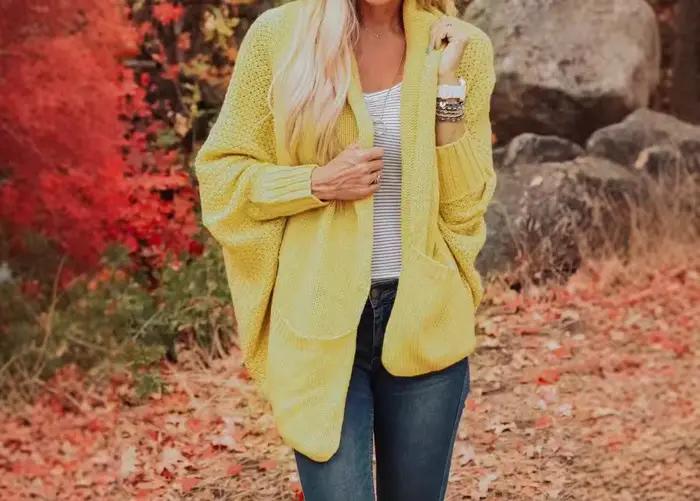 Nouveau cardigan en tricot à manches chauve-souris pour femme