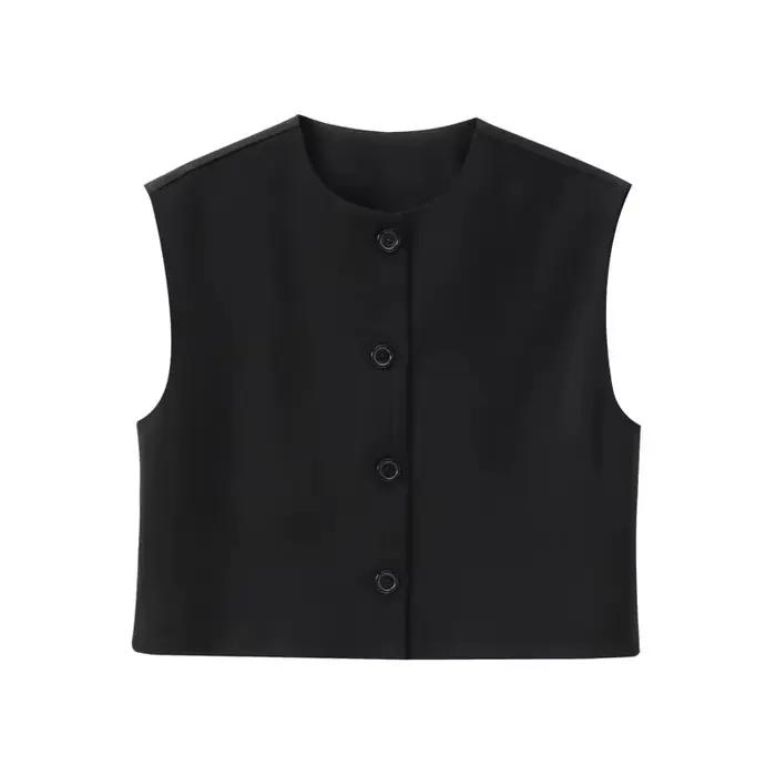 MUJER blanc recadrée gilets pour femmes gilet sans manches