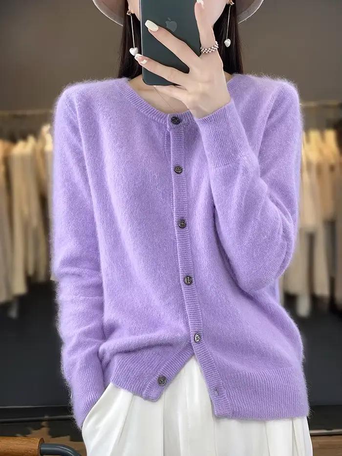 Aliselect – Cardigan super chaud en cachemire pur pour femme