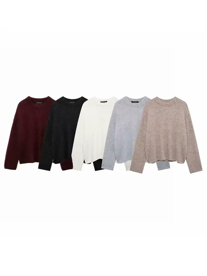 HH femmes hiver nouveau solide grande taille Mohair mélangé pull