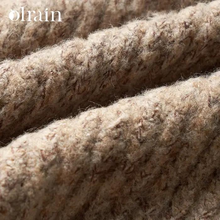 OLrain Cardigan Marron Style Français Femme 2026 Nouvelle Collection Automne Col Rabattu Manches Tombantes Tricot Zippé O56DM95269