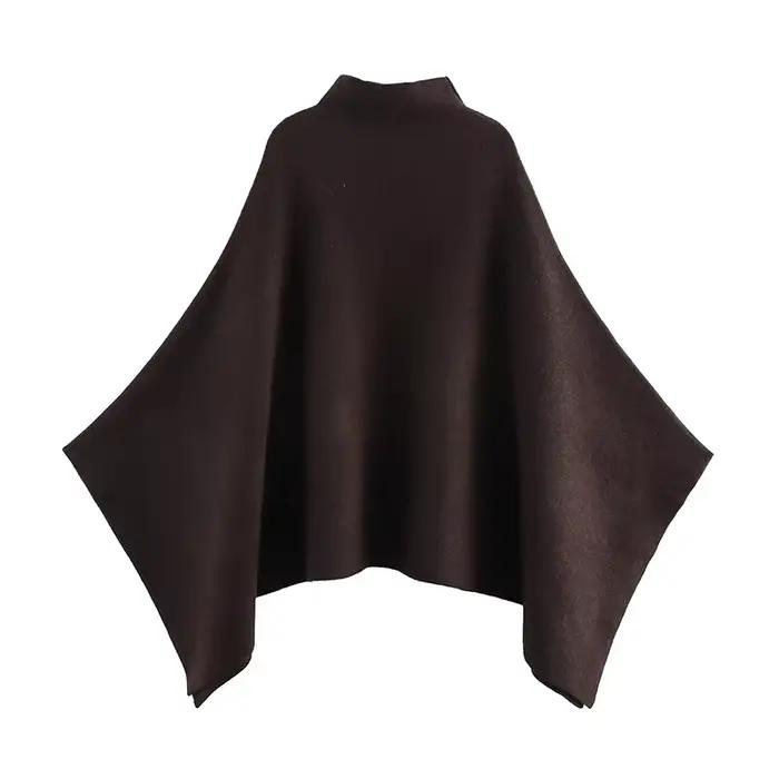 Châle rond pour femme, col montant asymétrique