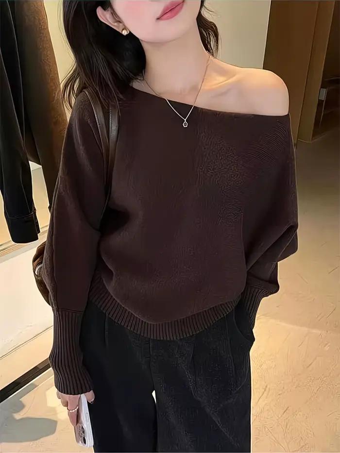 Batwing – Pull tricoté à manches longues pour femme