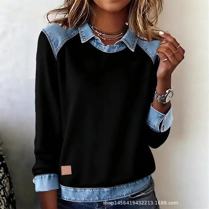 Pull Automne Femme revers manches longues à la mode
