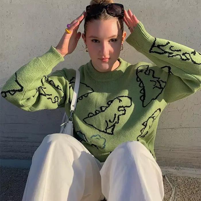 Pull Surdimensionné à Manches sulfet Col Rond pour Femme
