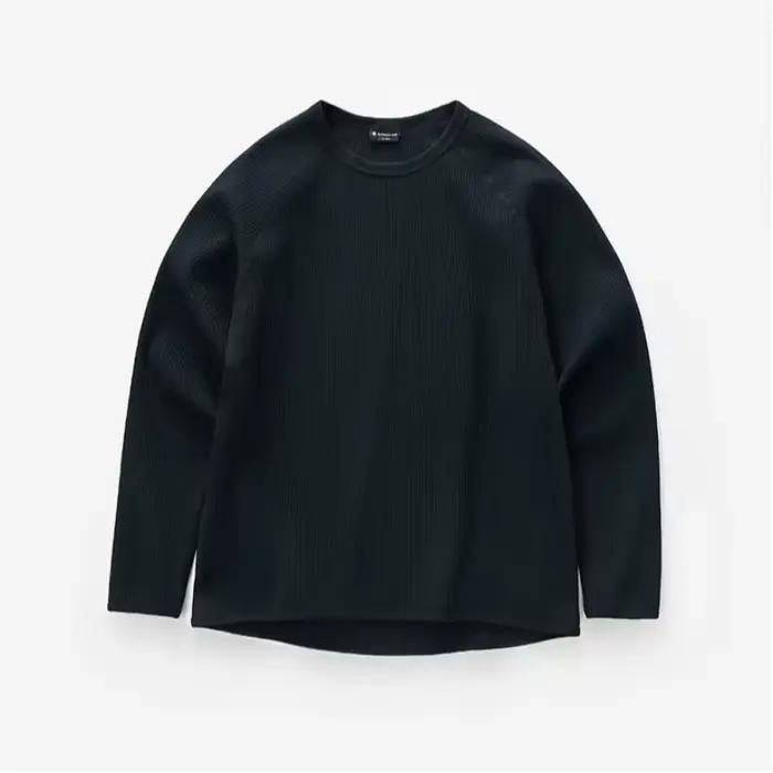 Nouveau T-shirt léger 2026 en tissu gaufré absorbant la transpiration et séchant rapidement, pull respirant à manches longues pour homme automne-hiver