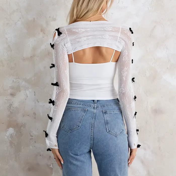 Cardigan court ouvert sur le devant pour femme
