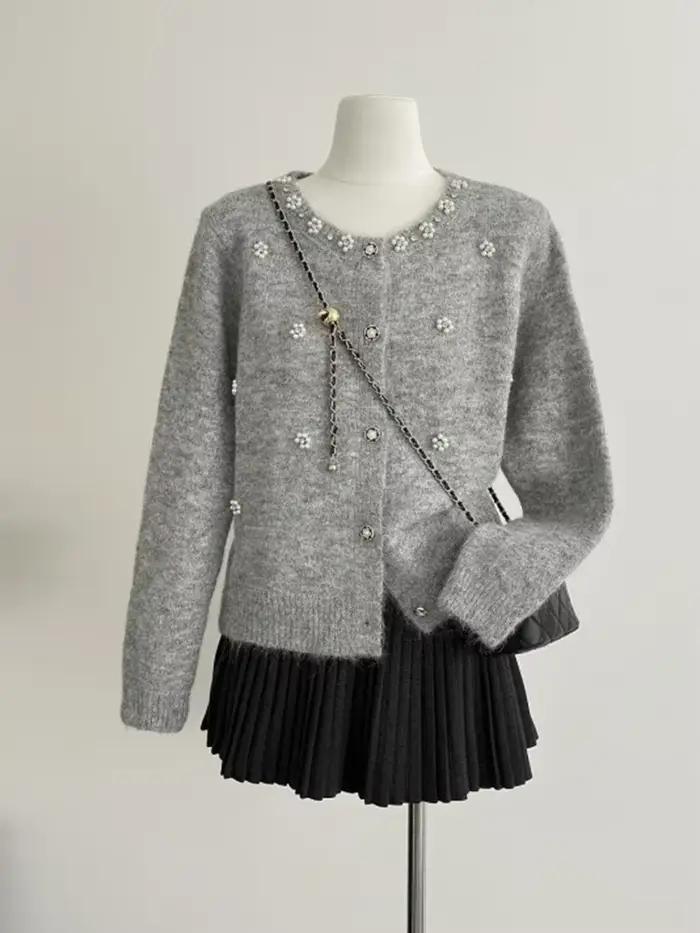 Femmes pull Cardigan 2024 automne Wintter nouveauté cachemire noir