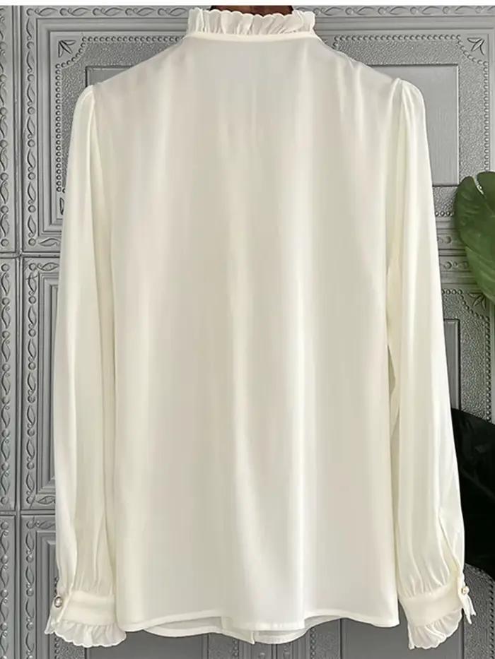 QOERLIN – chemisier de luxe en mousseline de soie pour femme, Chic, coréen, ajouré, élégant, col à volants, broderie florale