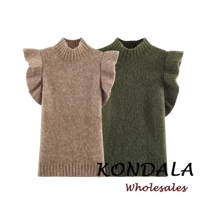 KONDALA Chic 2026 – Nouveau Gilet Long Tricoté Uni pour Femme