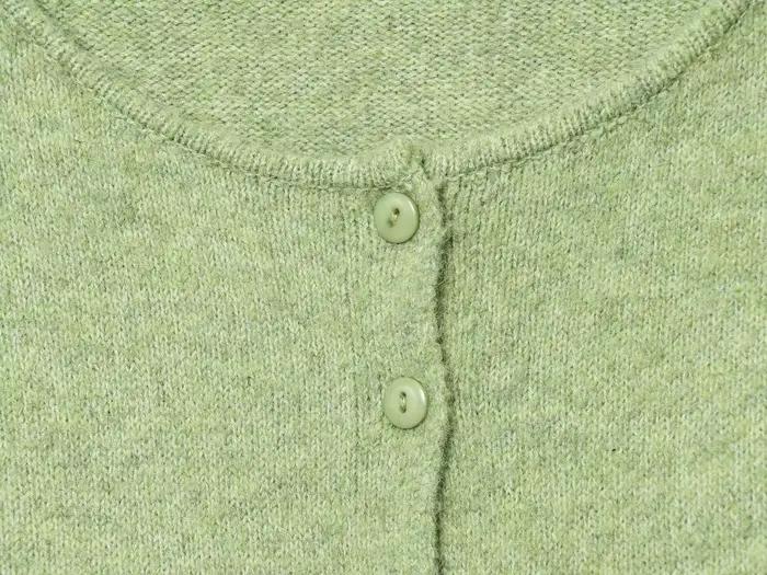 Vert clair tricoté Cardigan pull femmes encolure dégagée simple boutonnage