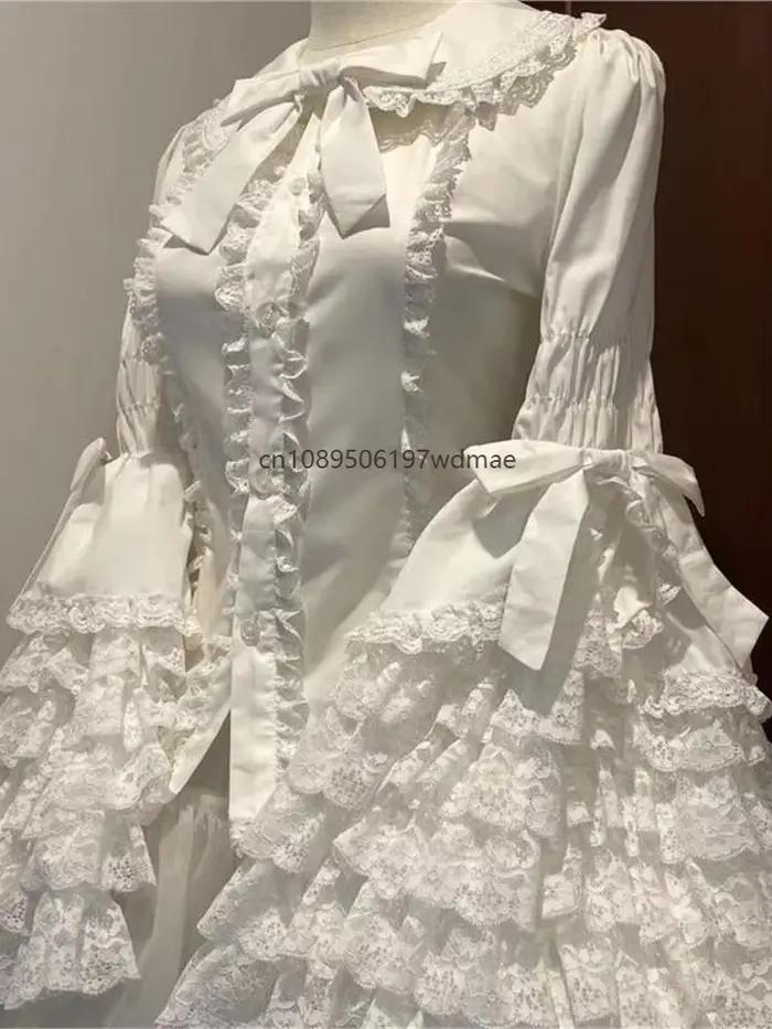 Chemisier en dentelle blanc et noir style victorien pour femme