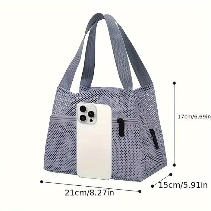 Sac en filet, Sac à main pour femme, Trousse de toilette, Sac de rangement de voyage, Sac à lunch ajouré pour étudiant, Sac bento