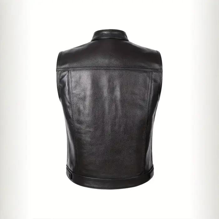 Gilet en cuir PU pour hommes, gilet de moto décontracté avec boutons, gilet en cuir pour moto, vestes sans manches de haute qualité pour hommes