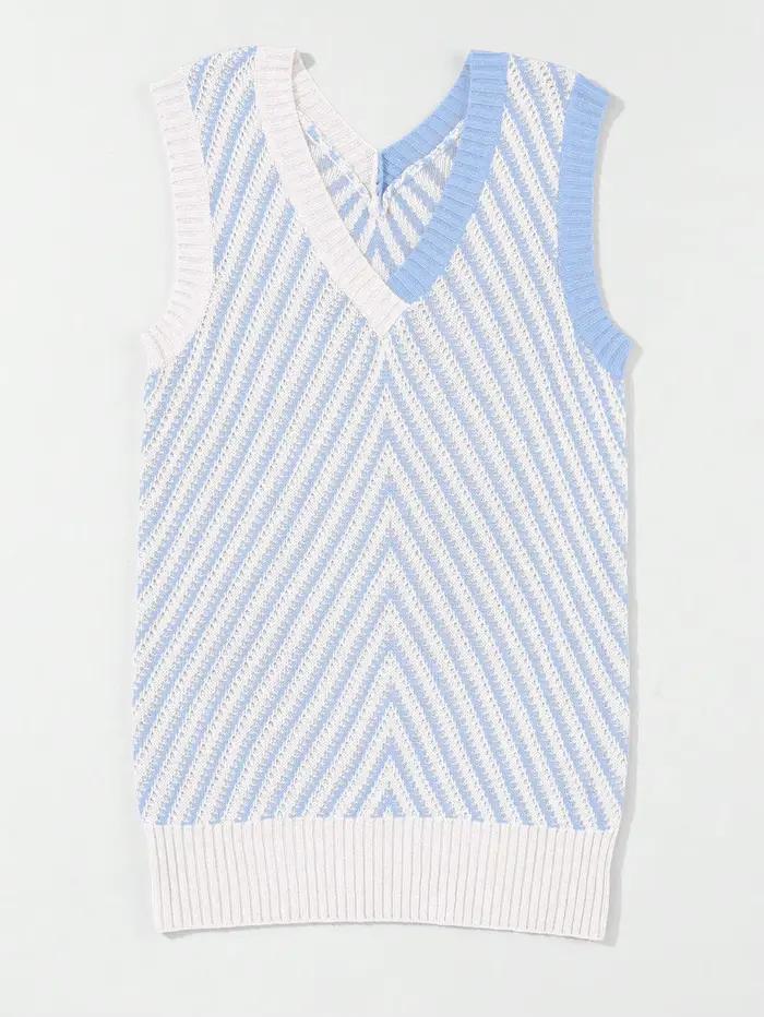 Nouveau Gilet Décontracté Femme 2026 à Rayures Multicolores Contrastées