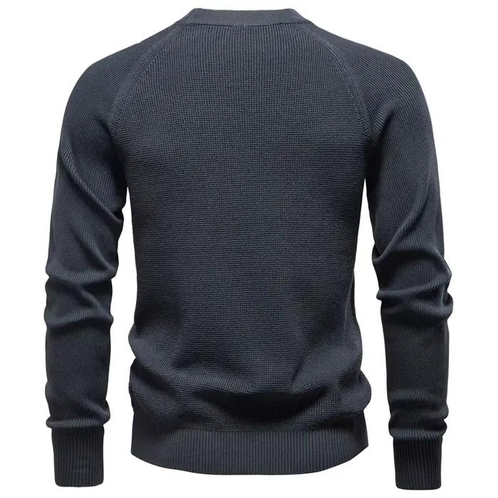 Nouveau col rond à la mode couleur unie pull pour automne et hiver affaires décontracté tricoté hommes